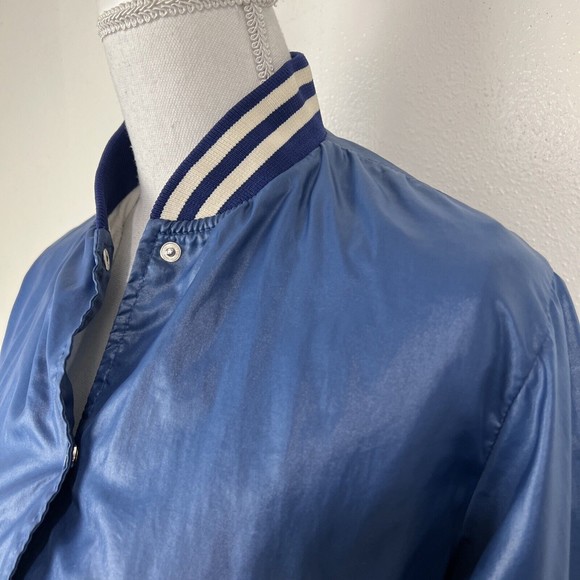 Vintage Changing Scene Jacket Women Large Blue White Varsity Button Up Juniors - Picture 9 of 15
